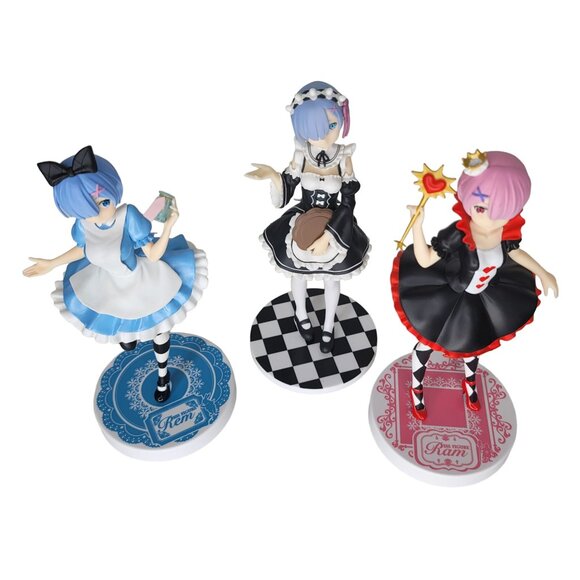 Rem Re:Zero from japan Alice In Wonderland Inspired Collectible Figures Set Of 3 - Picture 11 of 13